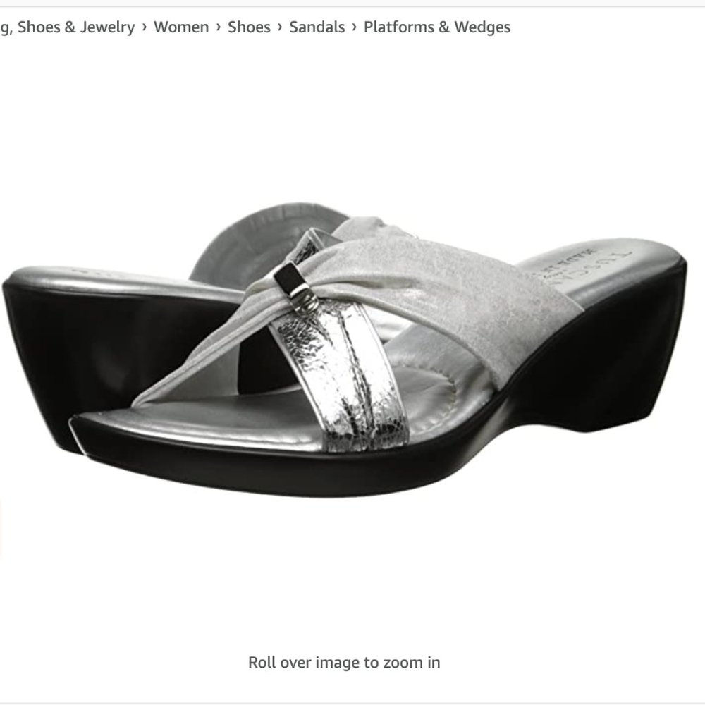 Tuscany by Easy Street Silver Genoa Sandal, Sz 5.5
